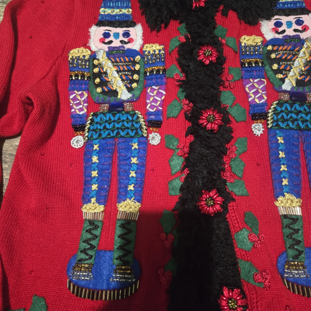 Michael Simon Red Nutcracker Sweater with Black T… - image 3